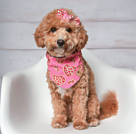 Pizza Heart Valentine’s Day Dog Bandana – Cute Heart-Shaped Pizza Design for Dogs