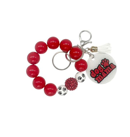 Dog Mama Wristlet Keychain - Red