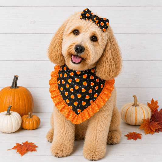 Halloween Candy Corn Ruffles Dog Bandana