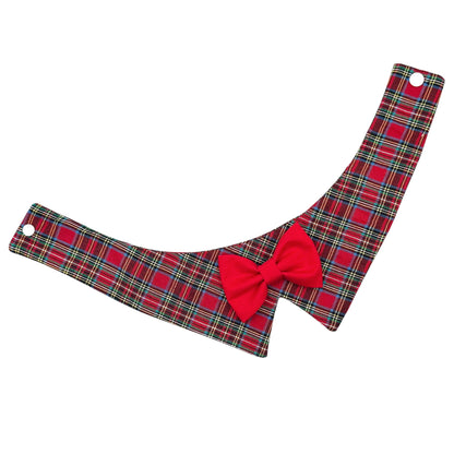 Red Plaid Dog Tuxedo Bow Tie Collar for Boys