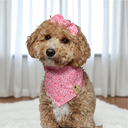 Pink Dog Bandana with Flowers