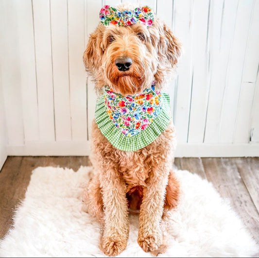 Floral Ruffle Dog Bandana