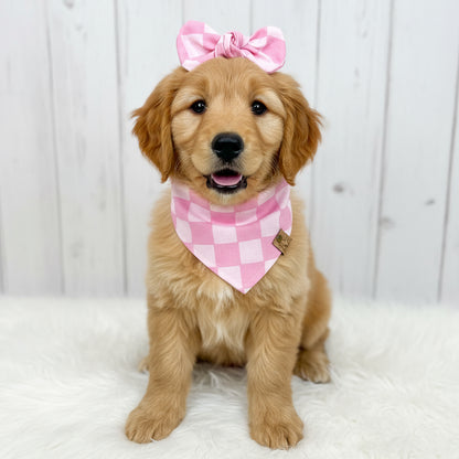 Pink Checkmate Dog Bandana