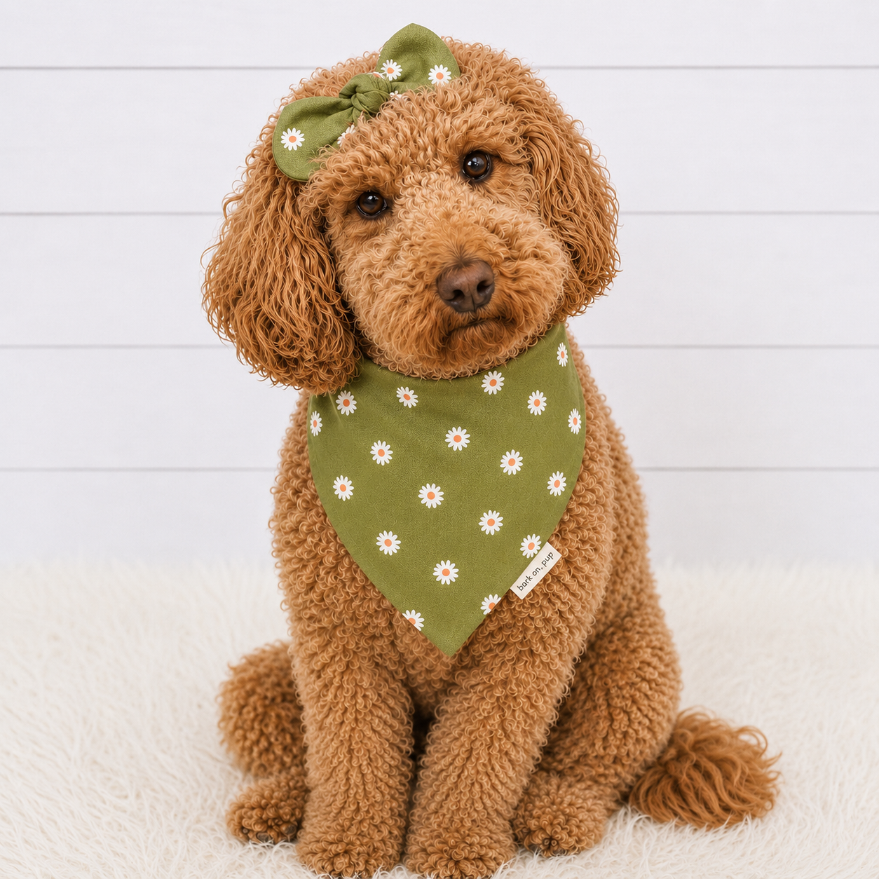 Olive Green Floral Dog Bandana
