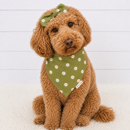 Olive Green Floral Dog Bandana