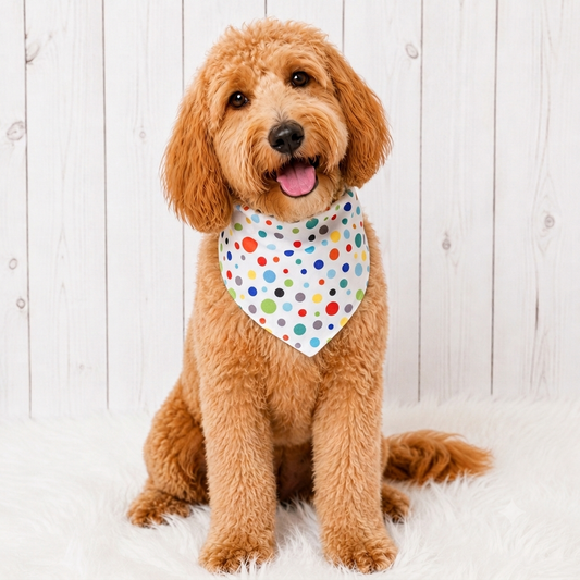 White Polka Dog Bandana