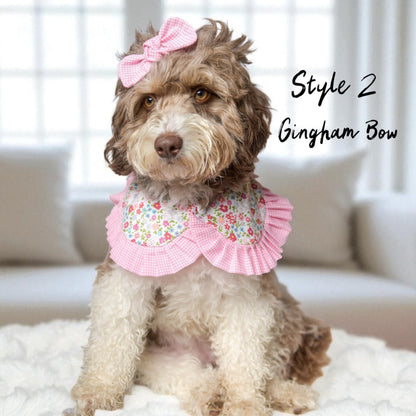 Pink Floral Cape with Ruffles - Girl Dog Bandana