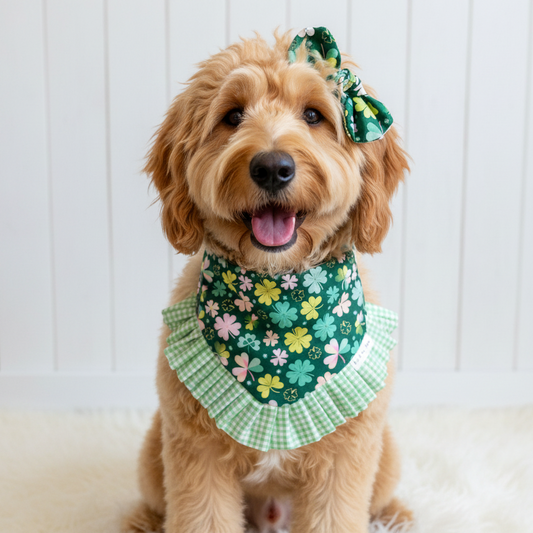 St. Patrick's Clover Ruffles Dog Bandana