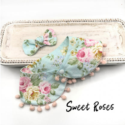 Girls Cape with Pom Poms Dog Bandana