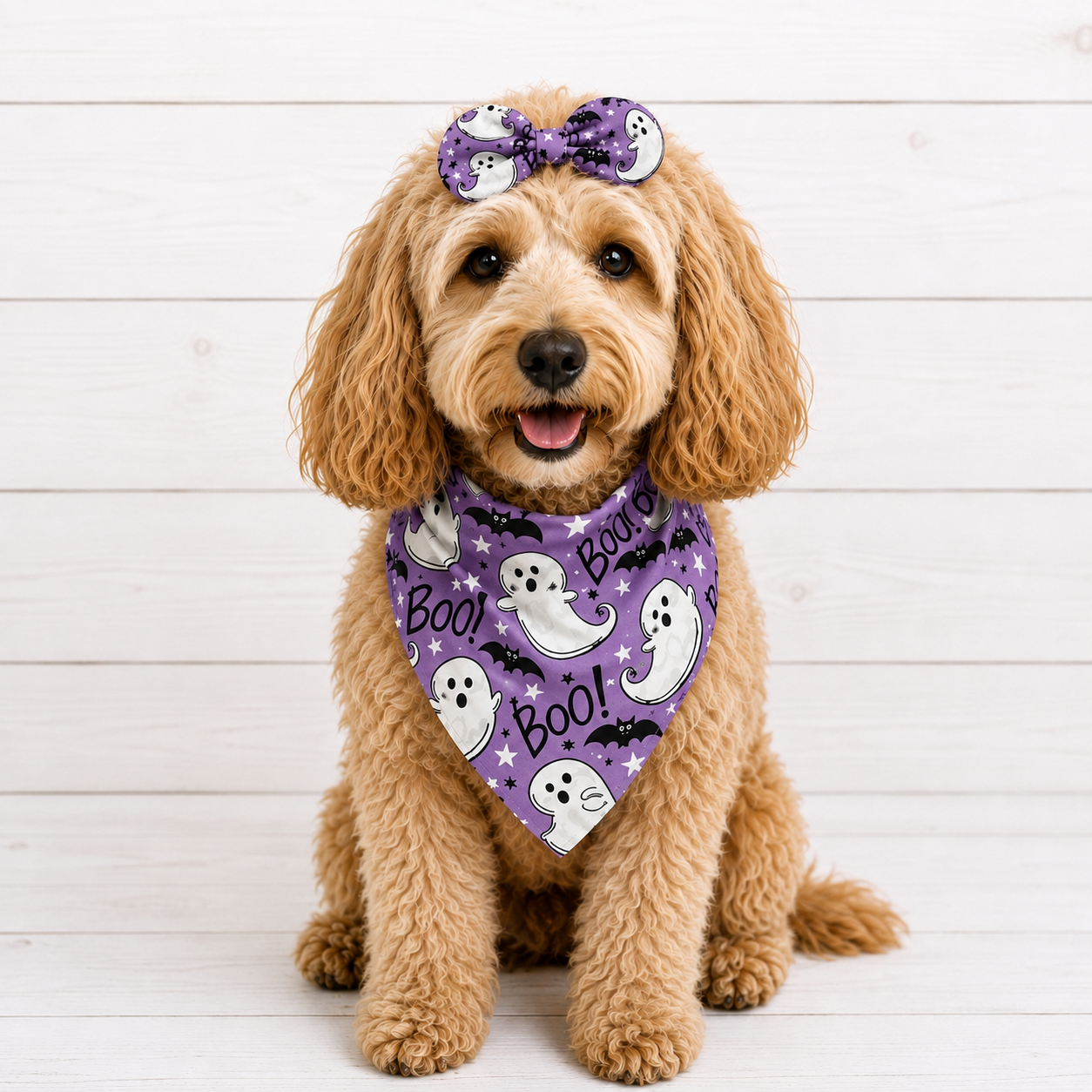 Ghost Purple Halloween Dog Bandana