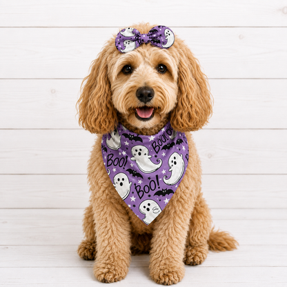 Ghost Purple Halloween Dog Bandana