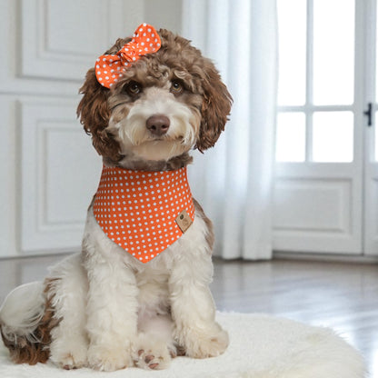 Orange Polka Dot Dog Bandana