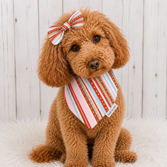 Pink Candy Cane Dog Bandana
