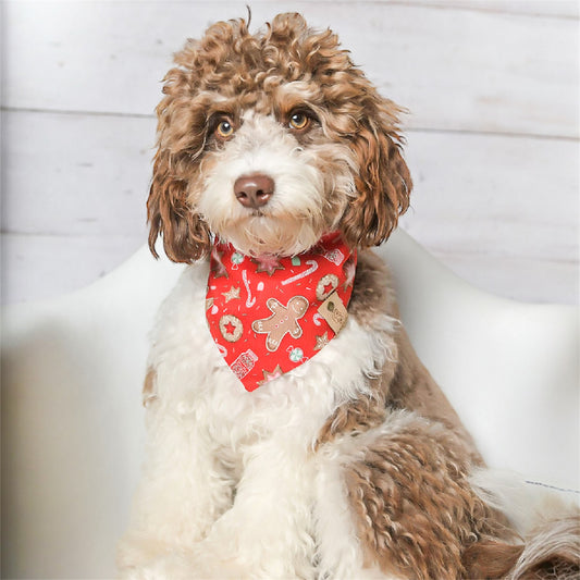 Gingerbread Red Dog Bandana