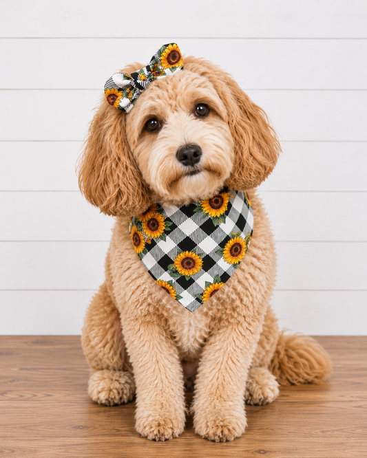 Sunflower Plaid Dog Bandana