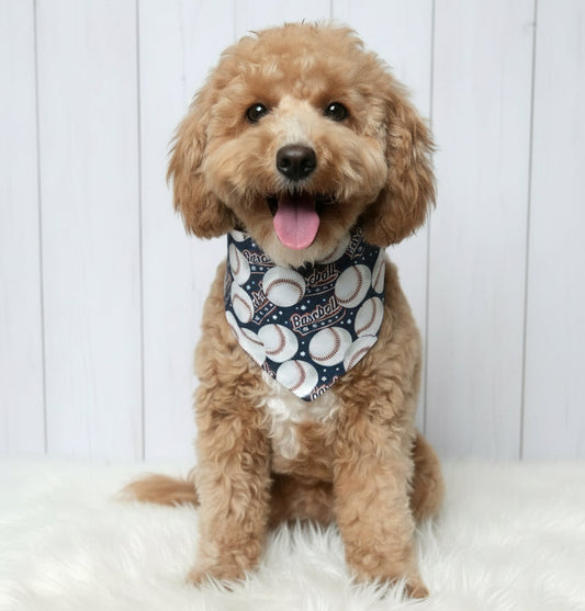 Blue Baseball Dog Bandana