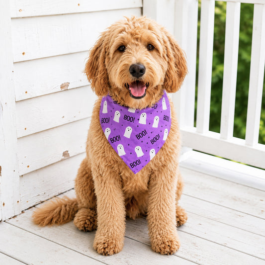 Ghost Purple Boo Halloween Dog Bandana