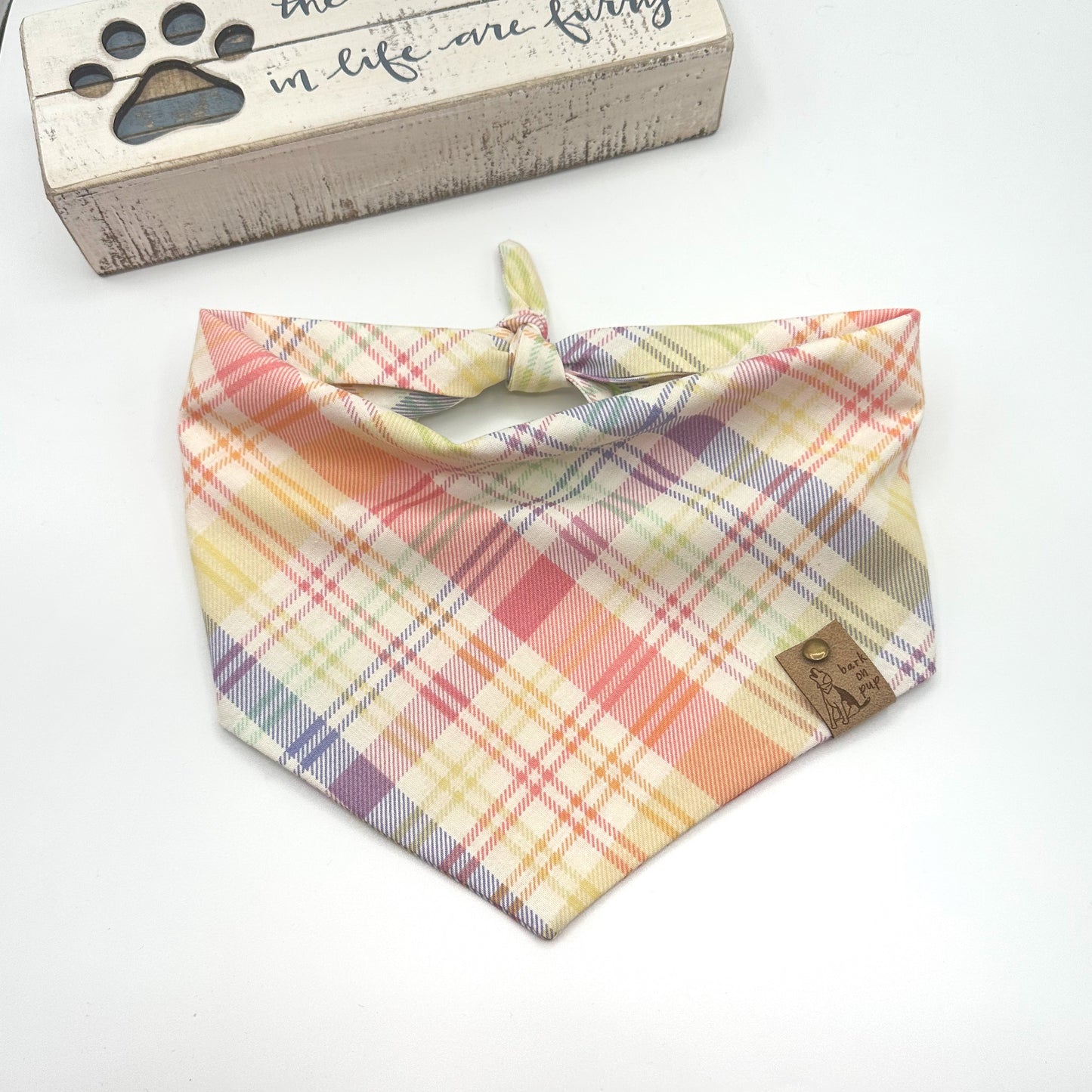 Easter Pastel Plaid  Dog Bandana