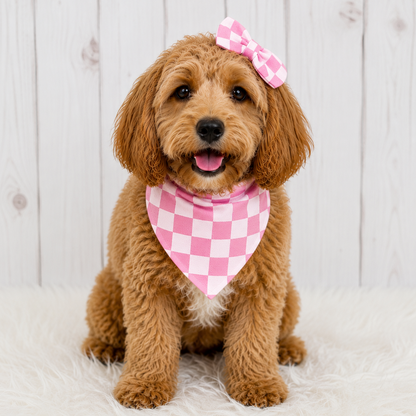 Pink Checkmate Dog Bandana