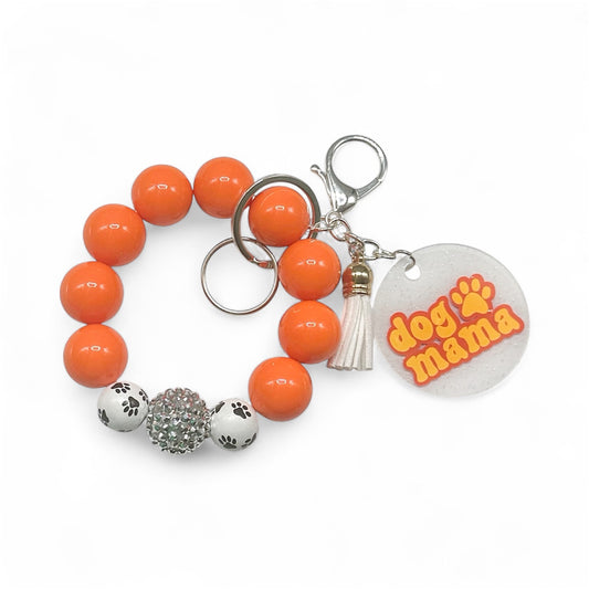 Dog Mama Wristlet Keychain - Orange