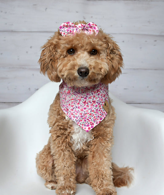 Pink Floral Dog Bandana