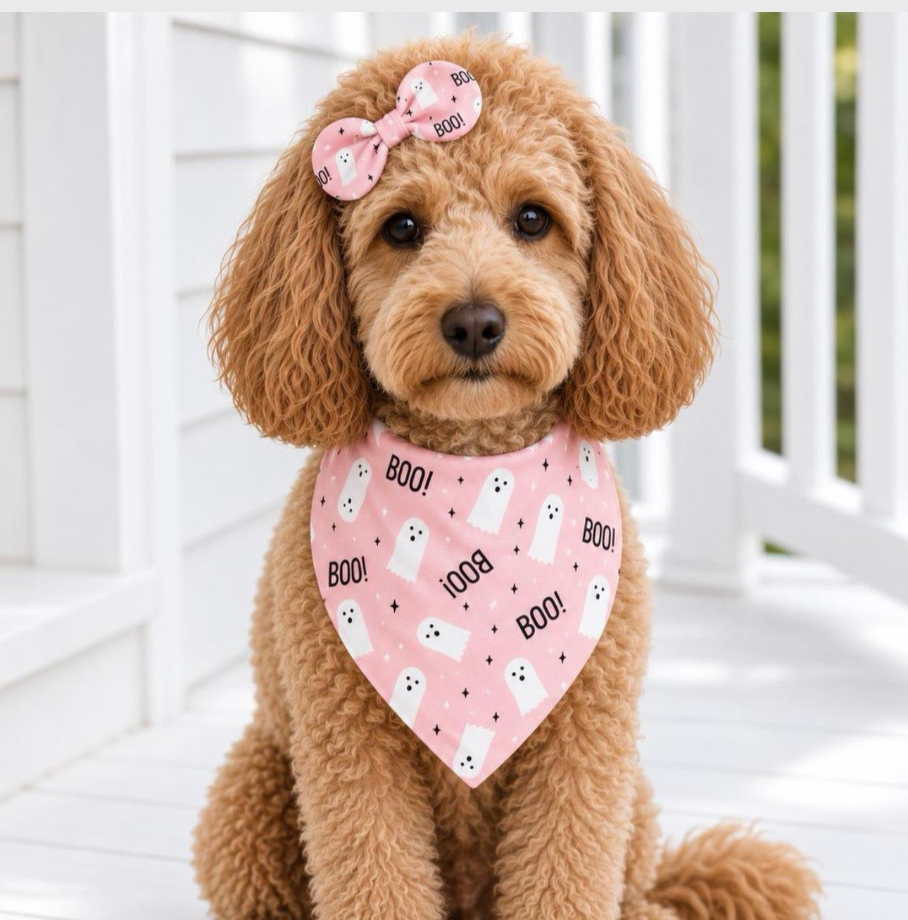 Ghost Pink Boo Halloween Dog Bandana