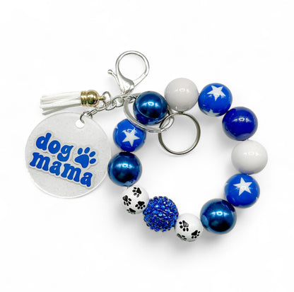 Dog Mama Wristlet Keychain - Blue