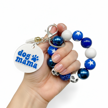 Dog Mama Wristlet Keychain - Blue