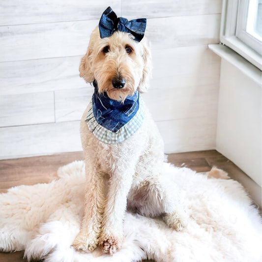 Denim Ruffle Dog Bandana