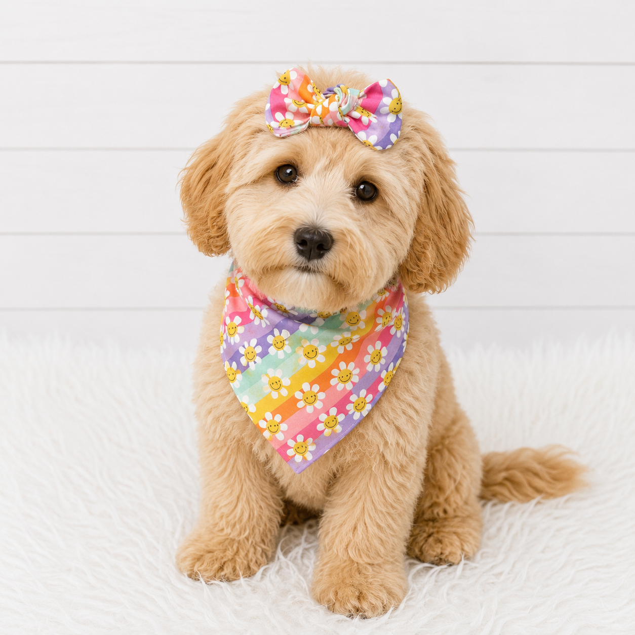 Striped Floral Dog Bandana