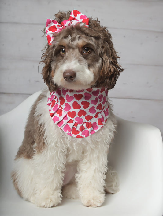 Valentine Hearts Ruffles Dog Bandana