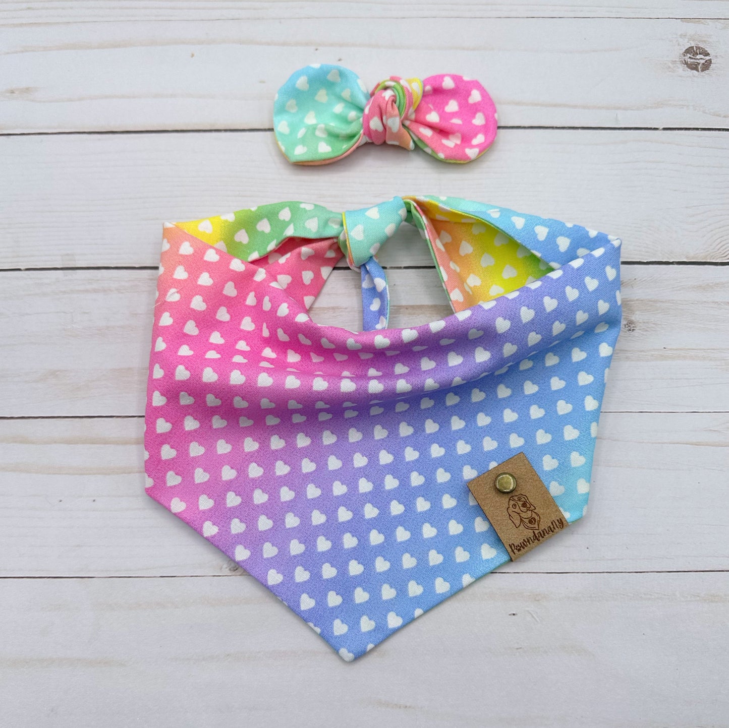 Rainbow Hearts Dog Bandana