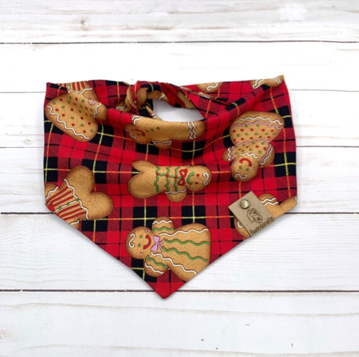 Gingerbread Plaid Dog Bandana