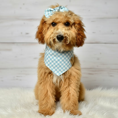 Blue Gingham Check Dog Bandana