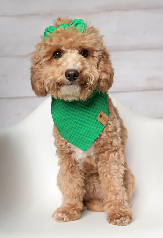 Green Houndstooth Dog Bandana