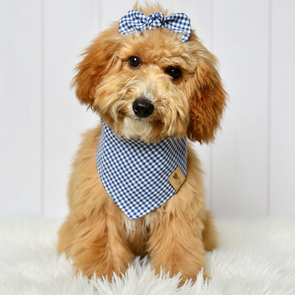 Denim Gingham Dog Bandana