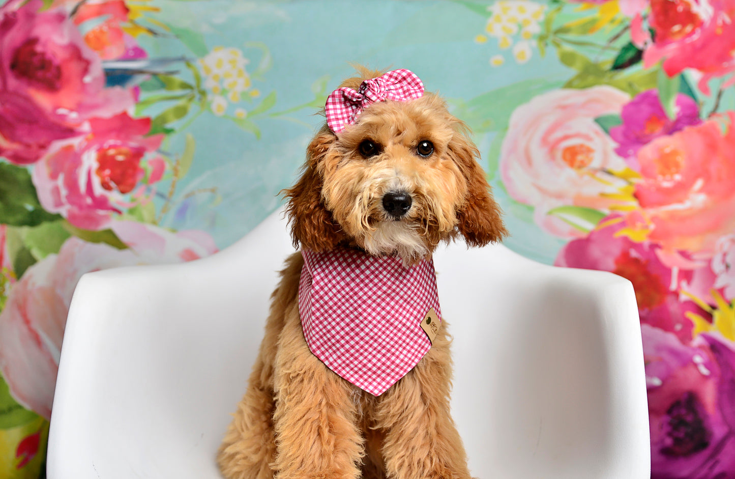 Rose Gingham Dog Bandana