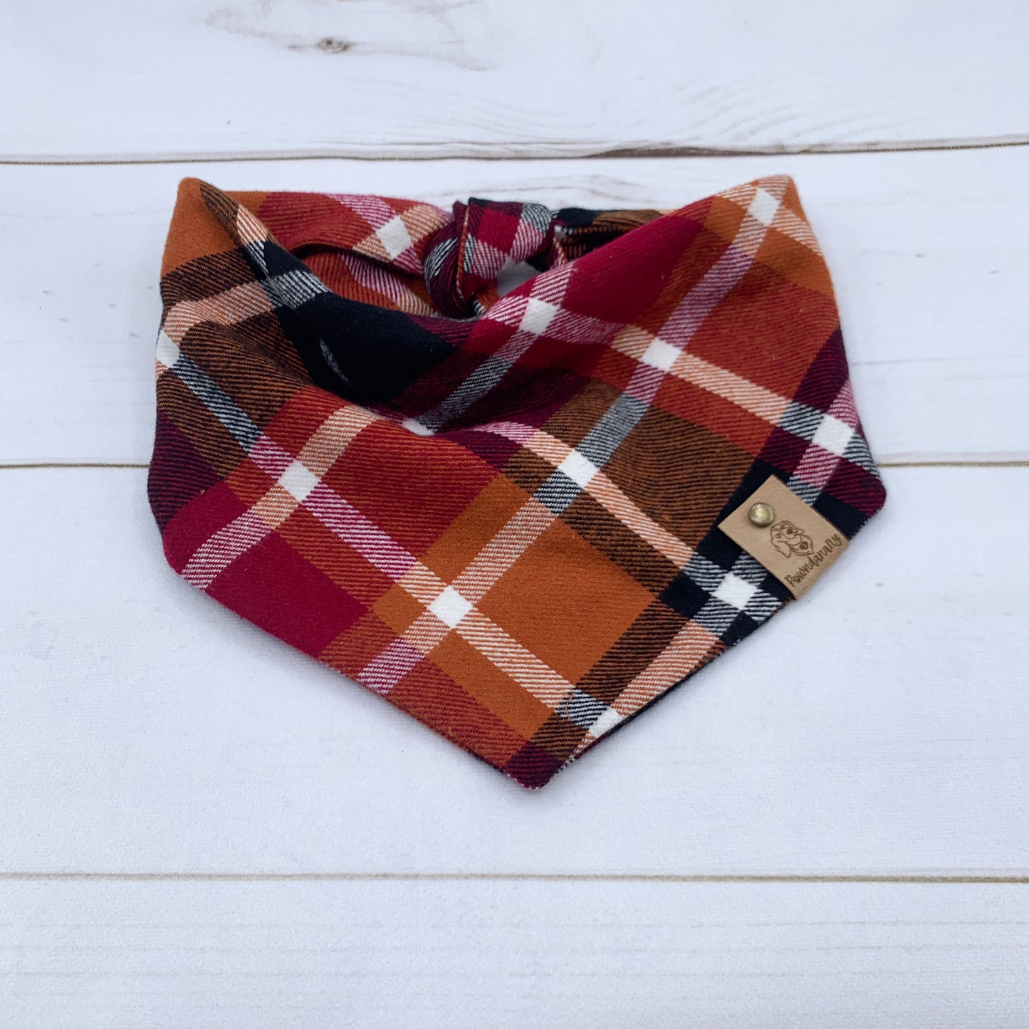 Burgundy Rust Plaid Dog Bandana - Flannel