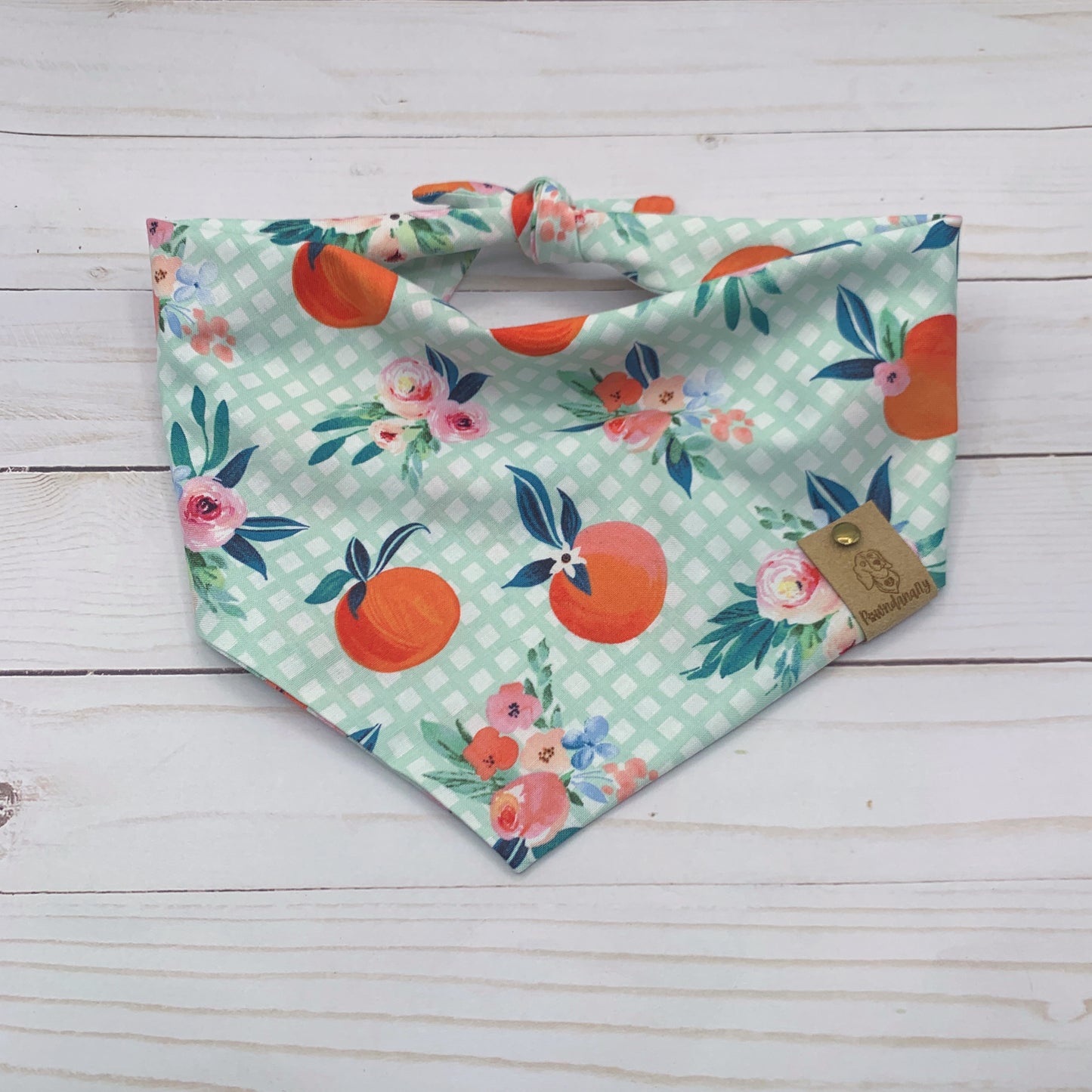 Oranges Mint Gingham Dog Bandana