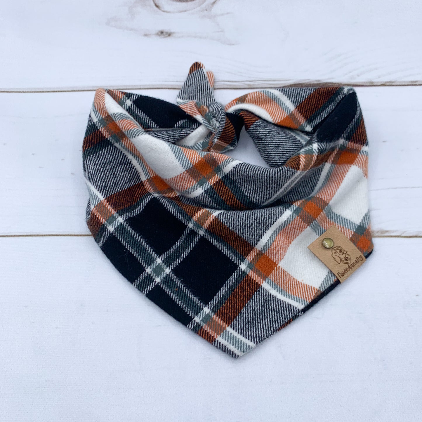 Black Rust Plaid Dog Bandana - Flannel