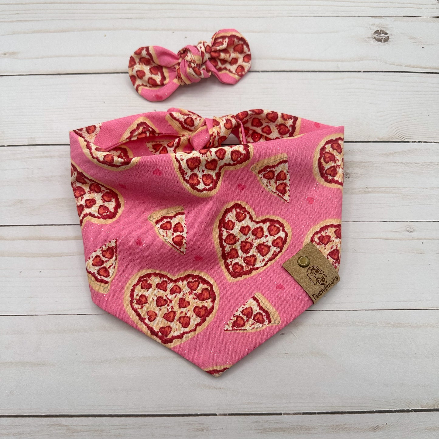 Pizza Hearts Valentine Dog Bandana