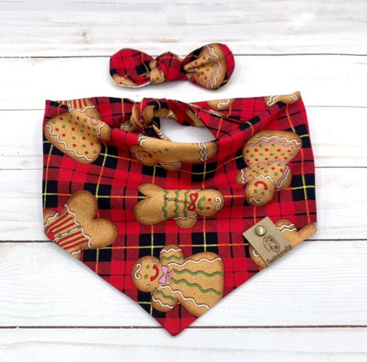 Gingerbread Plaid Dog Bandana