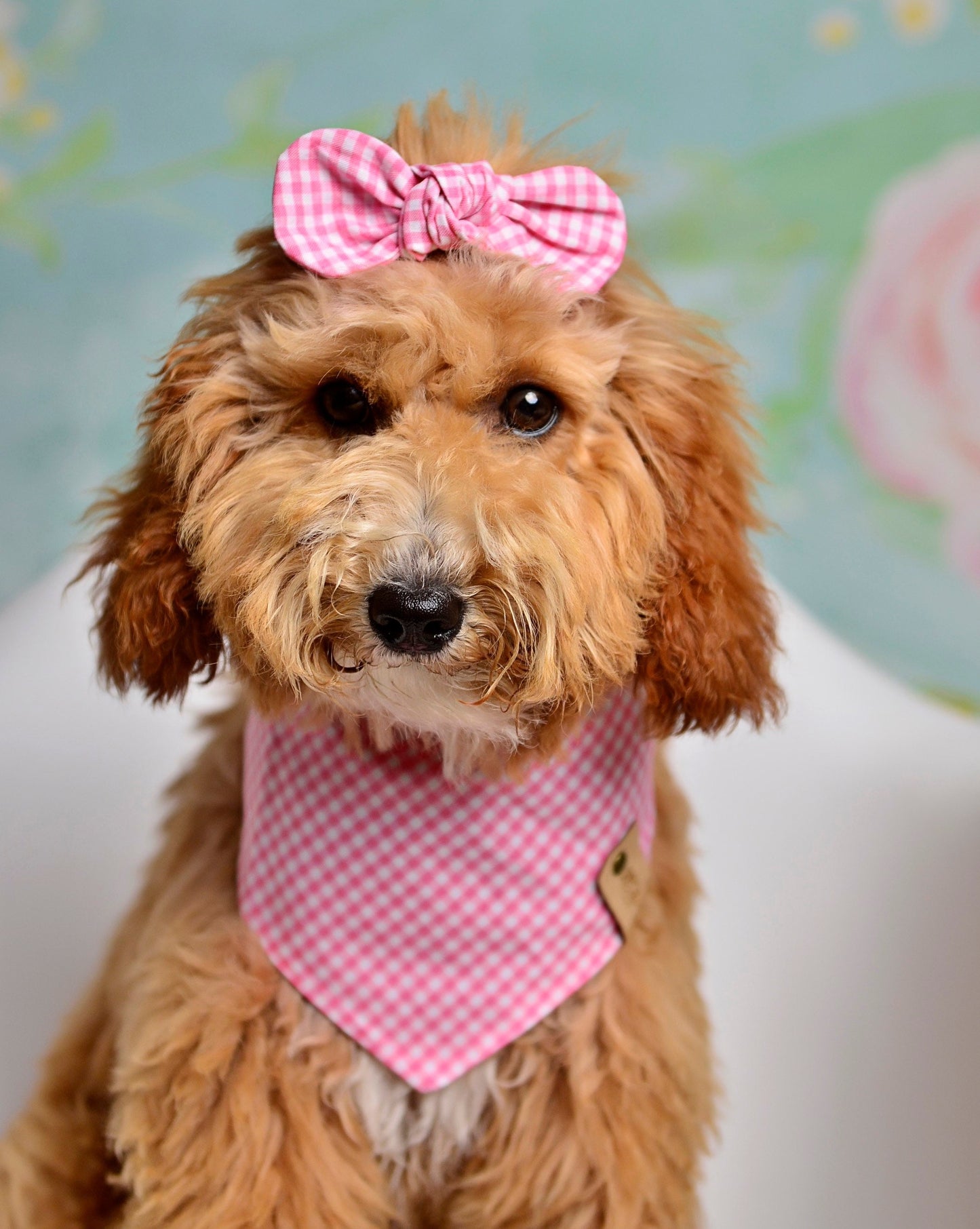 Pink Gingham Dog Bandana