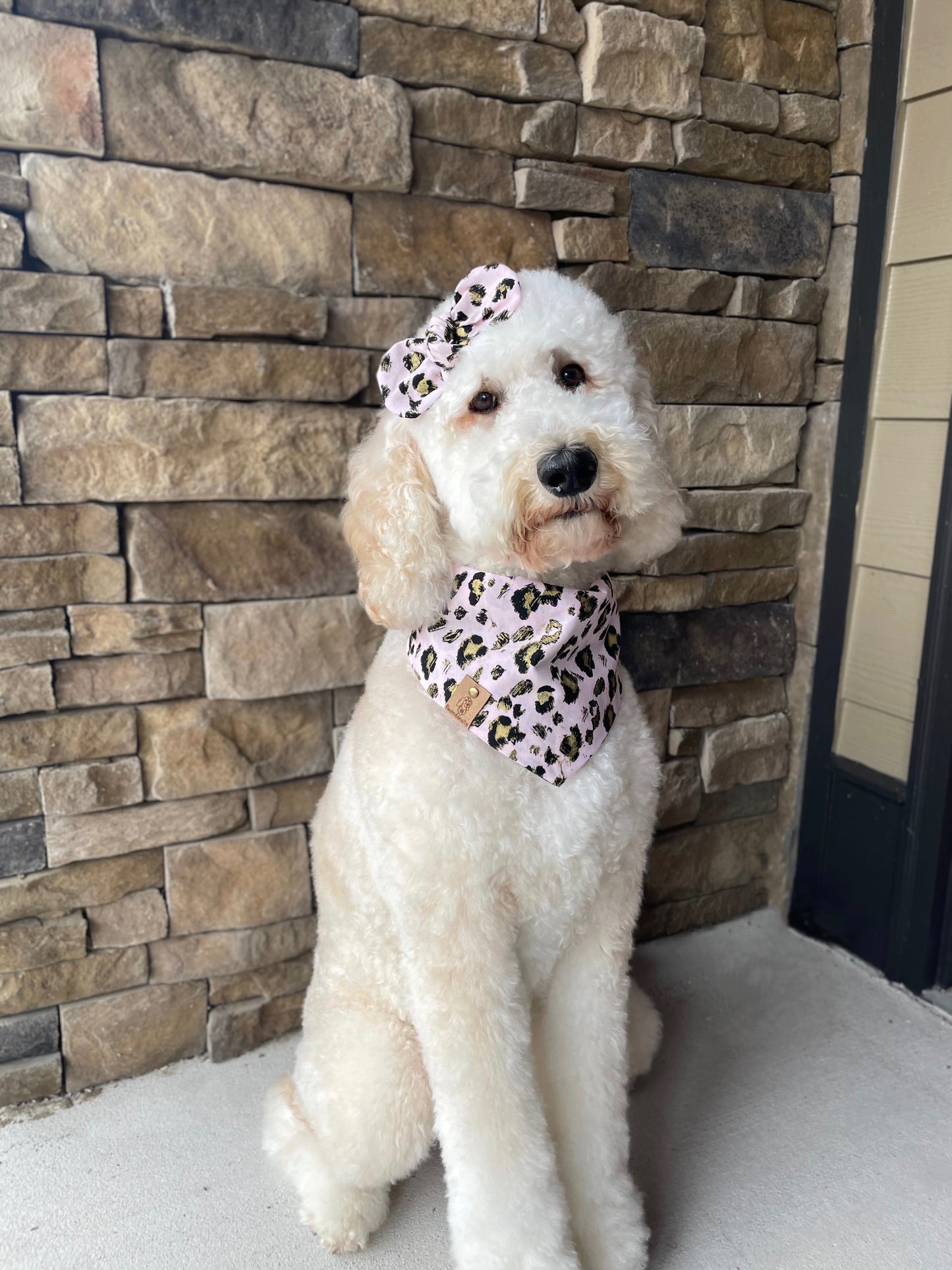 Pink Gold Leopard Dog Bandana