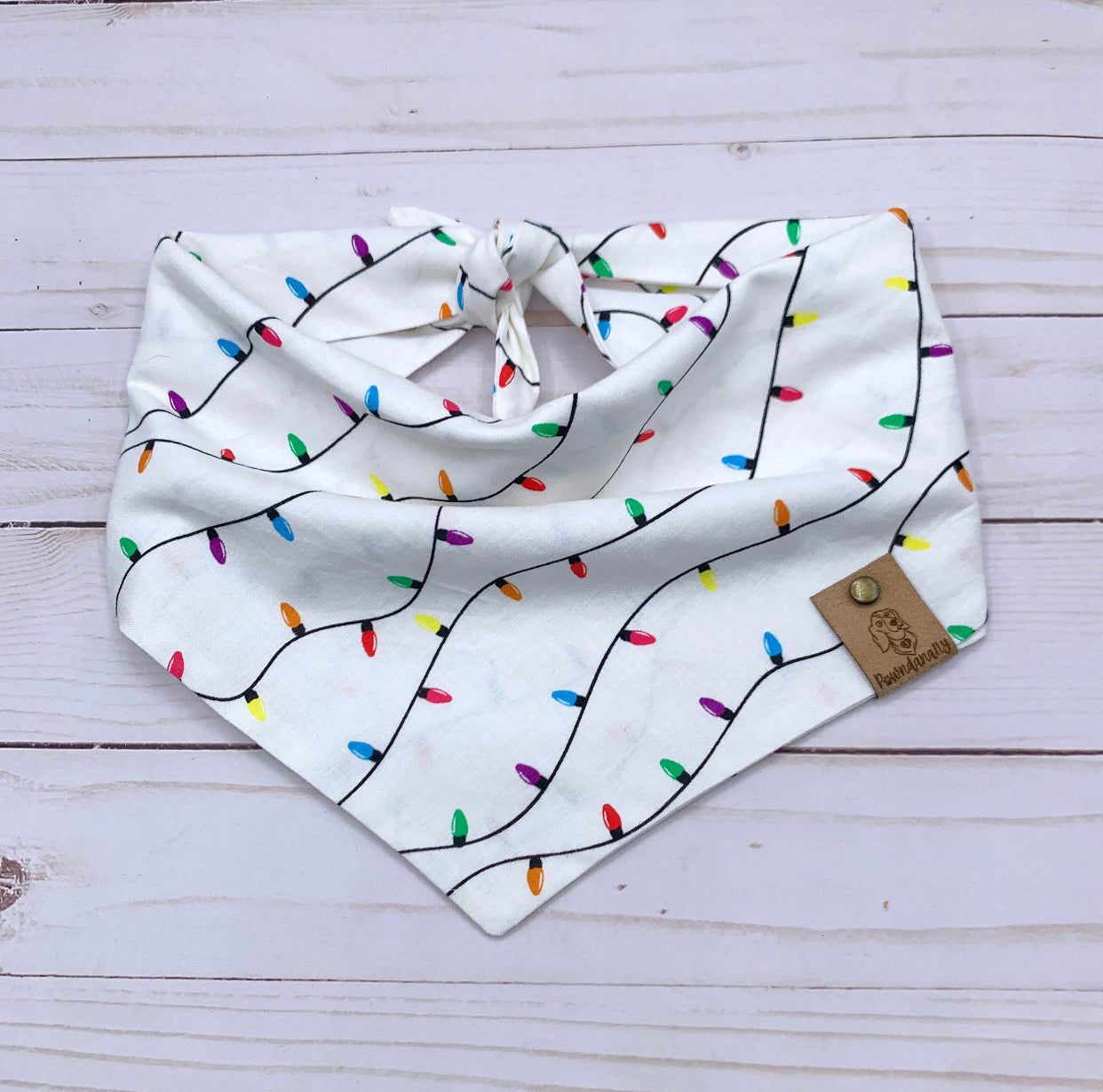 Christmas Lights White Dog Bandana