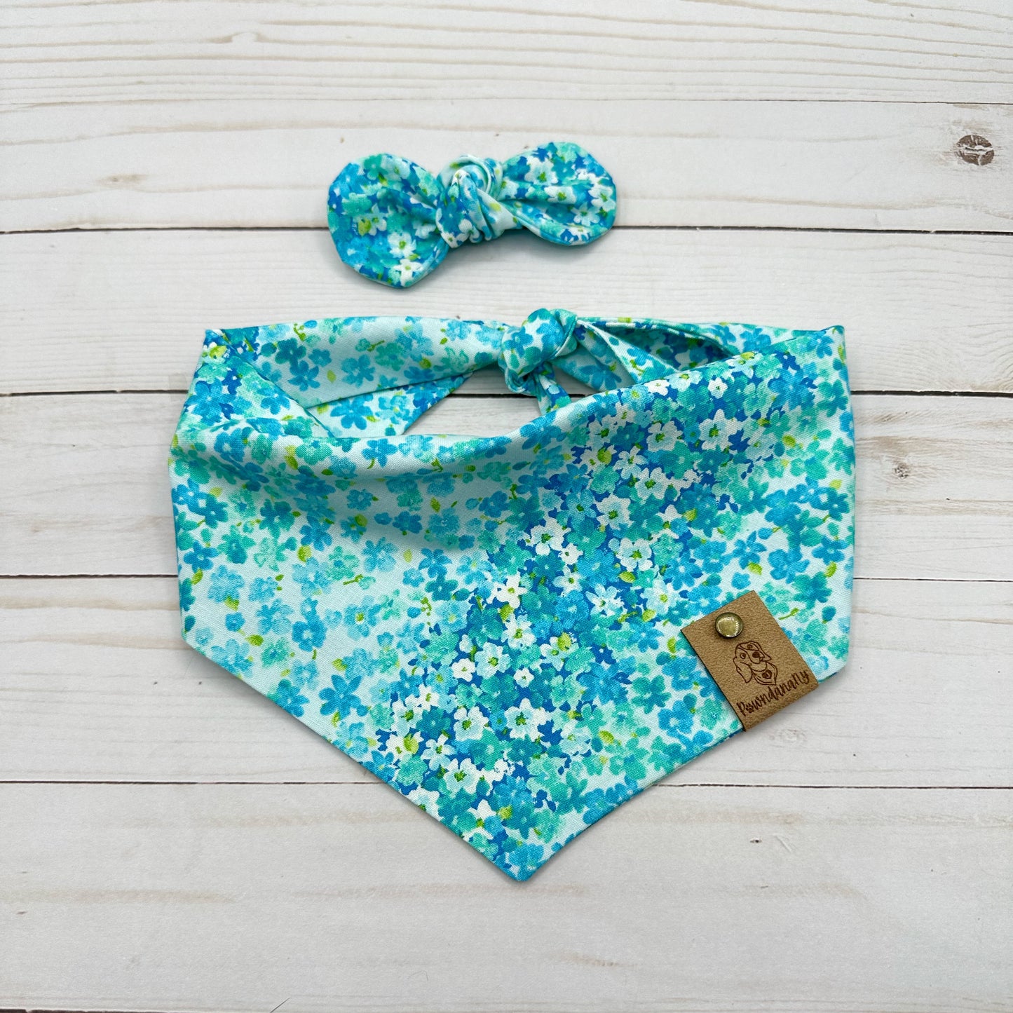 Teal Floral Dog Bandana