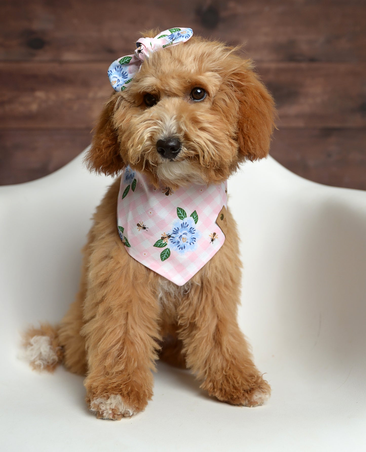 Pink Floral Gingham Dog Bandana