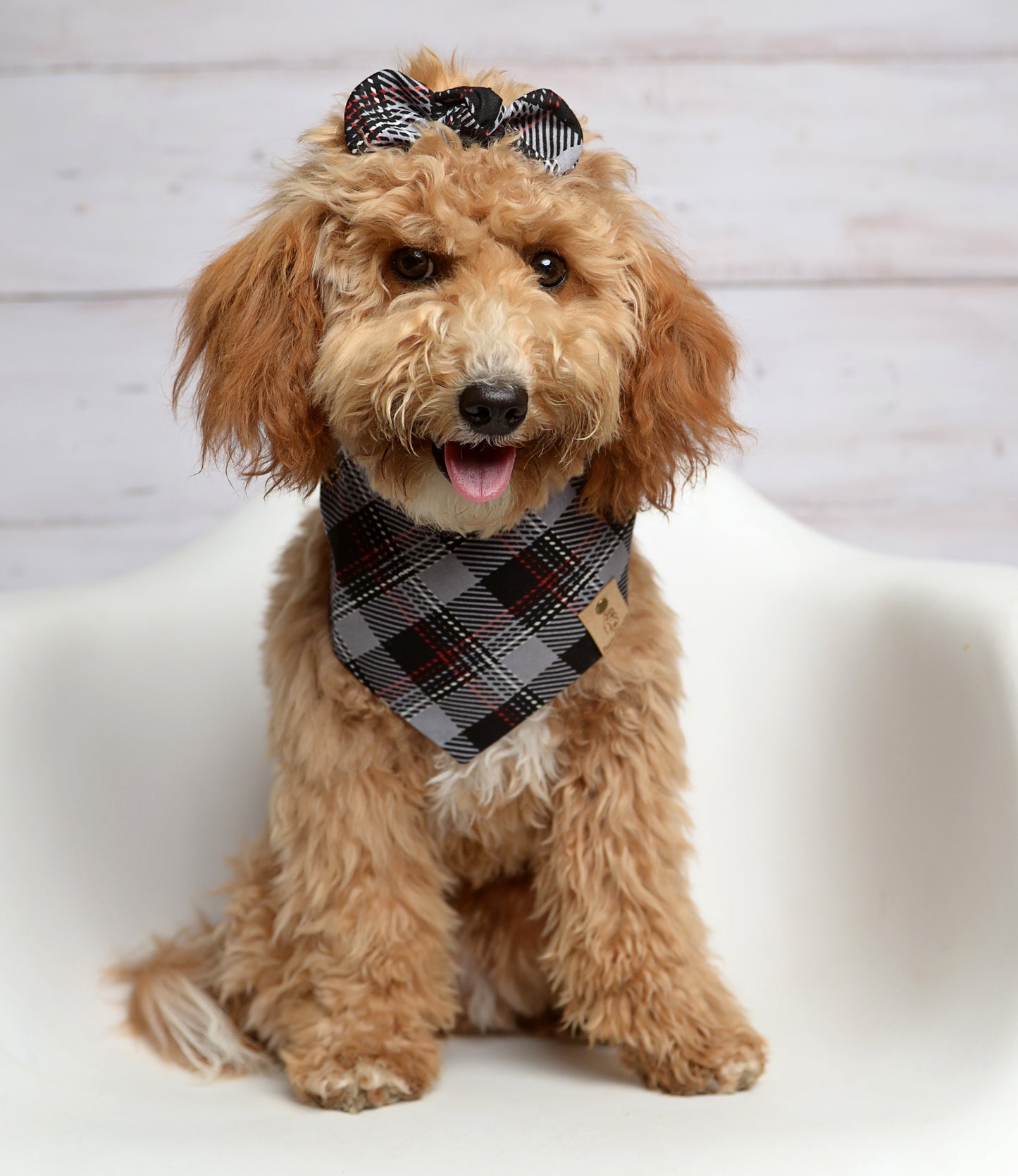 Gray &  Black Plaid Dog Bandana