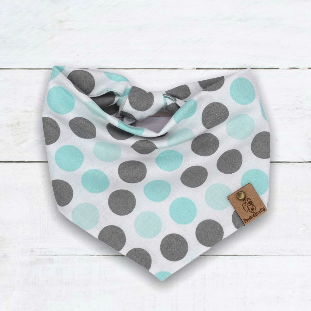 Light Teal Polka Dog Bandanas