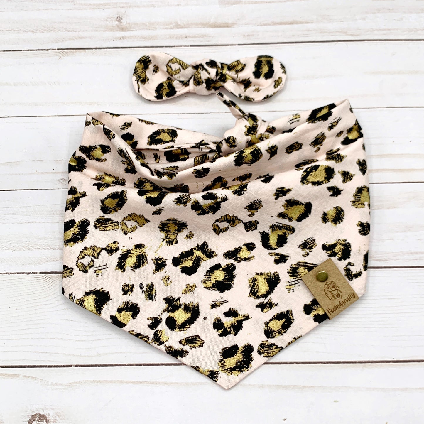 Pink Gold Leopard Dog Bandana